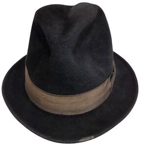 Vintage Penneys Marathon Fedora Hat Mens‎ Black Wool Blend Dress Formal